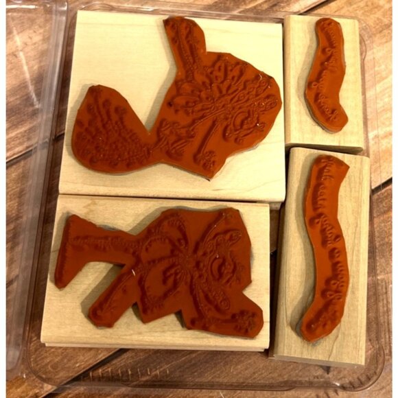 2005 STAMPIN' UP! 105753 FAIRY NICE Wood Mounted Rubber Stamp set of 4 WAND STAR - Picture 5 of 5